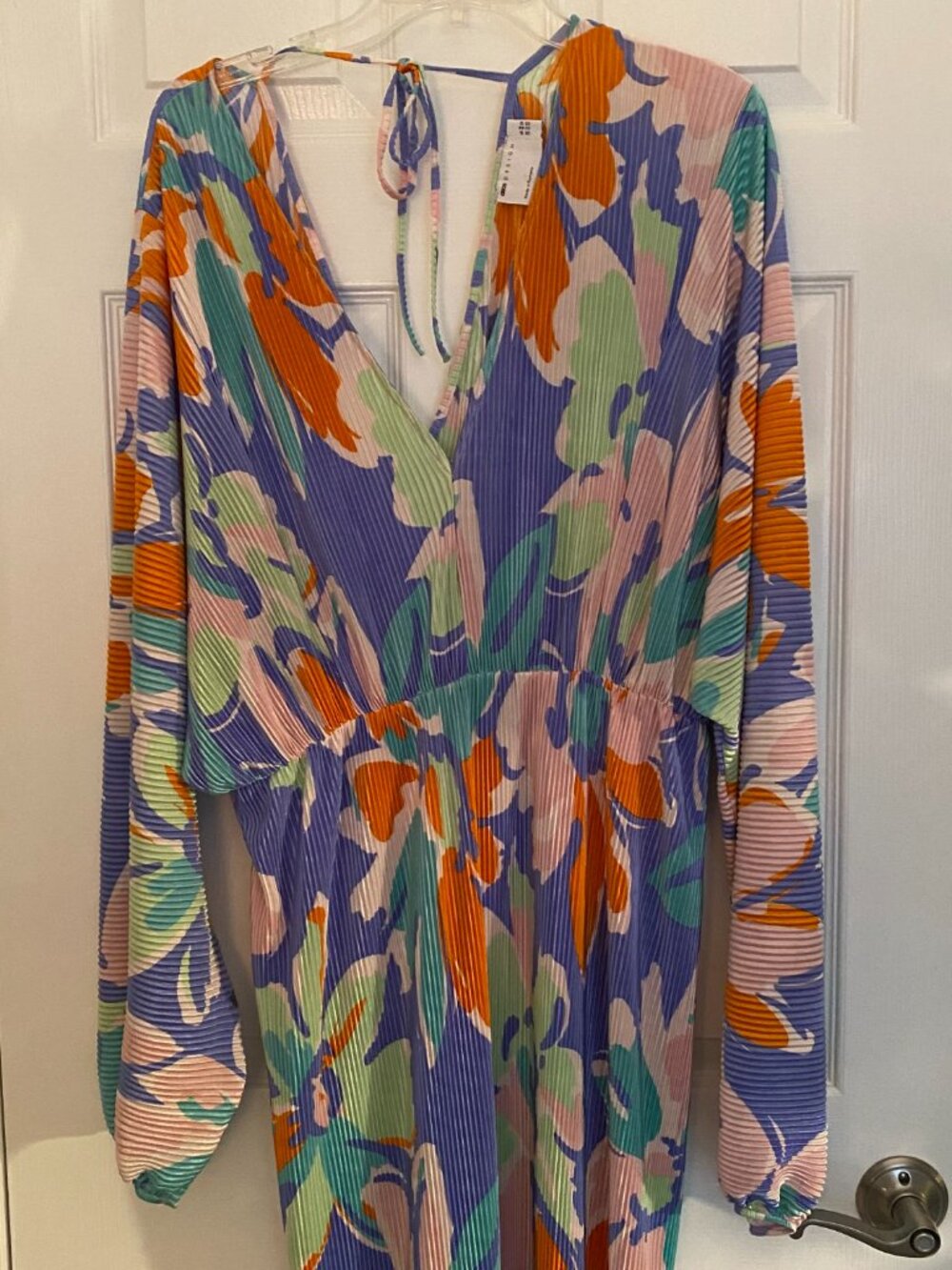 ASOS Design Tropical Design Pleated Maxi Dress - Size 12 - Picture 3 of 8